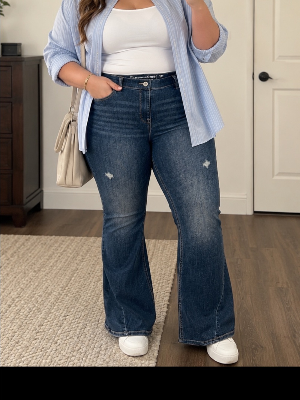 Maurices Dark Blue Flare Jeans - Plus Size